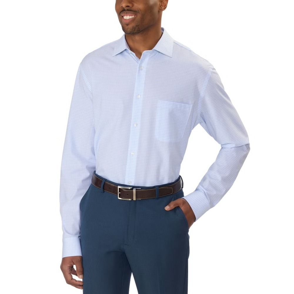 Calvin Klein Mens Dress Shirt Blue XL 17-17.5 34/35 4-Way Stretch NWOT